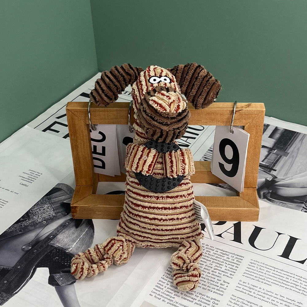 Dog teething rubber ring toy, pet cat and dog chewing sound corduroy plush interactive toy details Picture