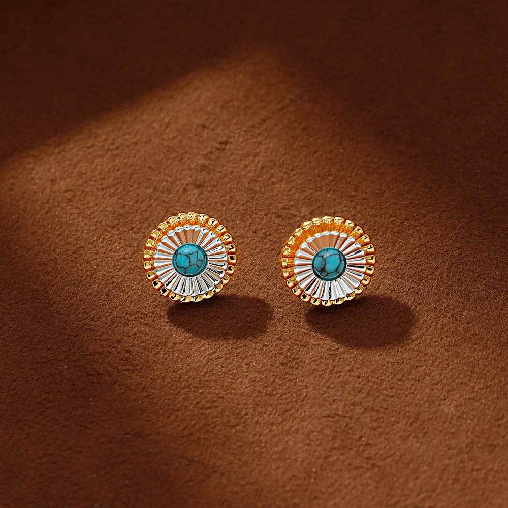 Hyacinth único color patchwork diseño doble flor aretes moda luz lujo alta clase moved made pendientes de pino verde giant look orejas details Picture