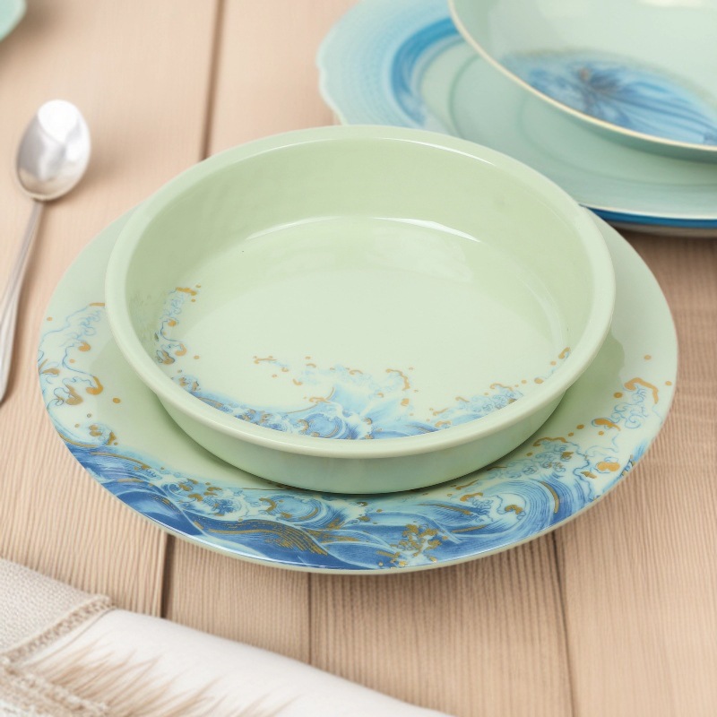 Export Amazon melamine pure melamine plates, European and American set plates, flat base melamine plates, cross-border manufacturer full figure