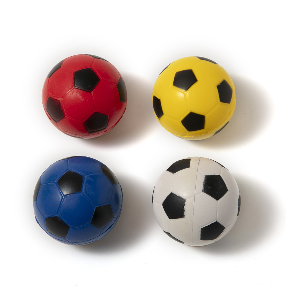 Our factory sells 63mm MPU foam toys of various types, including footballs, nets, bats, golf balls, smiling faces, olives and volleyballs, which can be used as logos Specification image