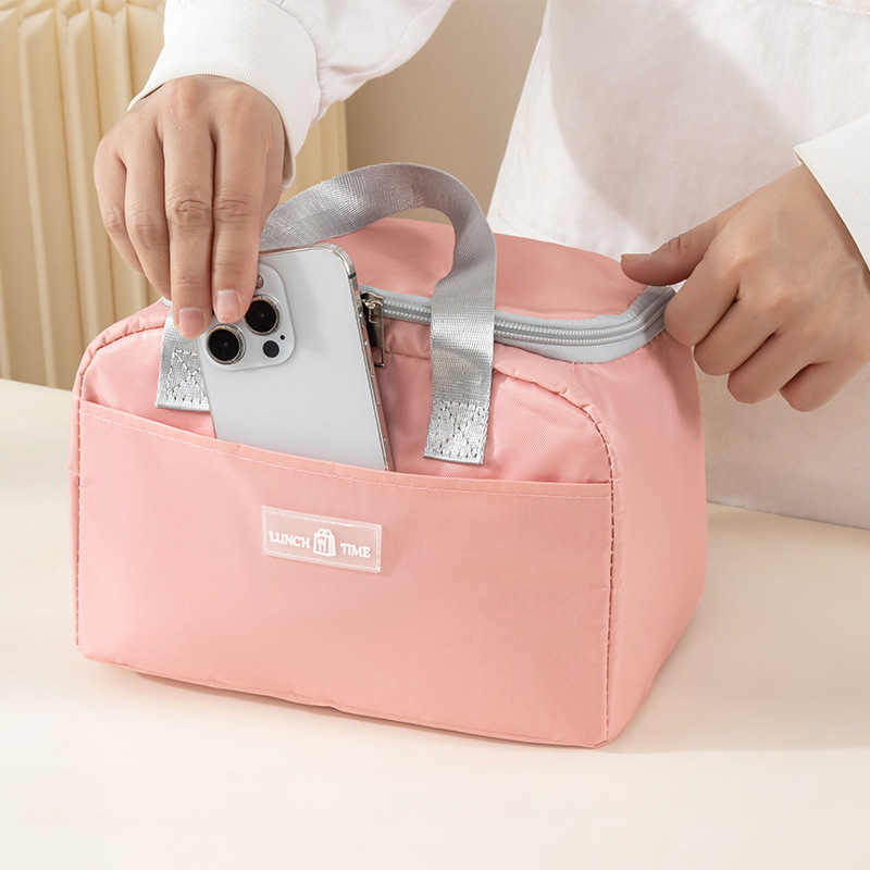 饭盒袋韩版手提儿童午餐包多功能纯色牛津布防水上班族保温袋细节图