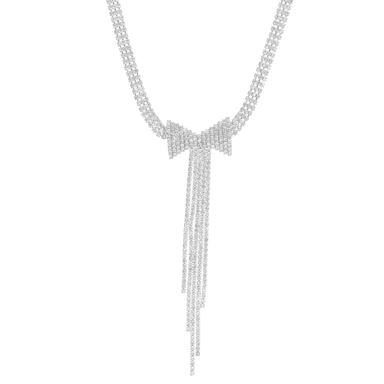 European and American cross-border luxury necklaces with full diamonds, bows and tassels, elegant and stylish. Wholesale jewelry and accessories for dinner parties Application Scenario