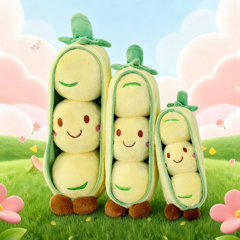 A new cute and creative soothing pea doll, a plush toy for sleeping and holding a girl's birthday gift pillow details Picture