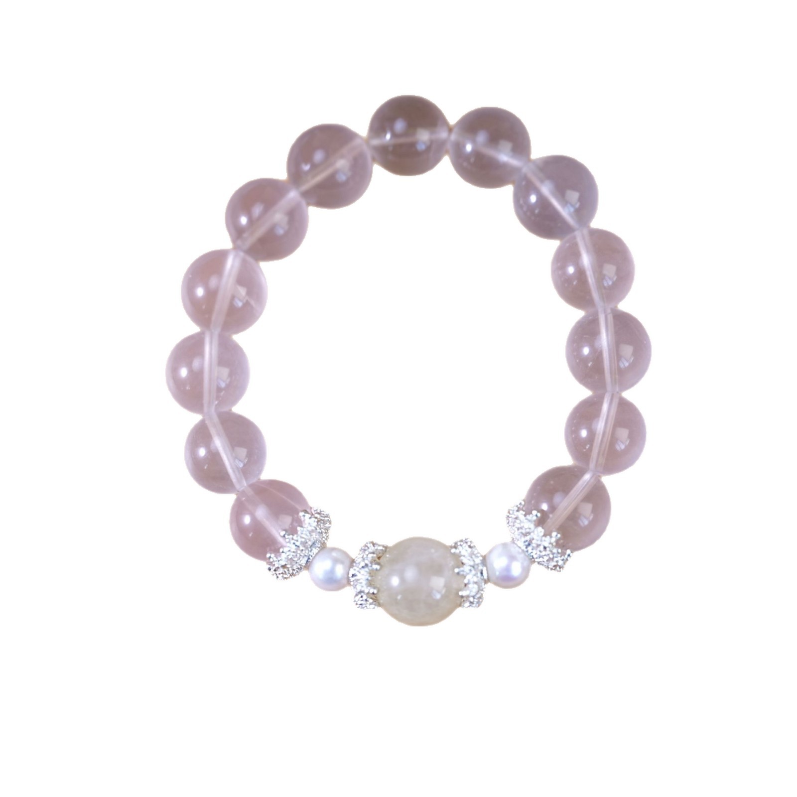 New Chinese-style natural rose crystal pearl beaded bracelet for women, light luxury and fashionable, whitening design crystal bracelet accessory Item Picture