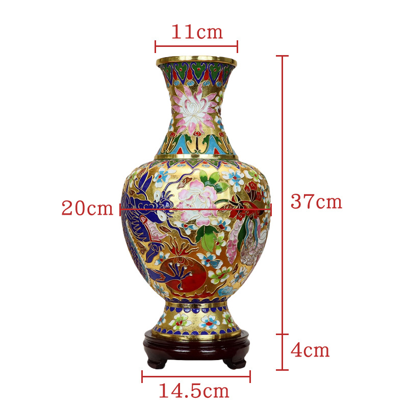 Fine workmanship Beijing Jingtai Blue Vase, gift, cloisonne enamel filigree silver blue, 15-inch dragon and Phoenix Zhou ware Lei vase Item Picture