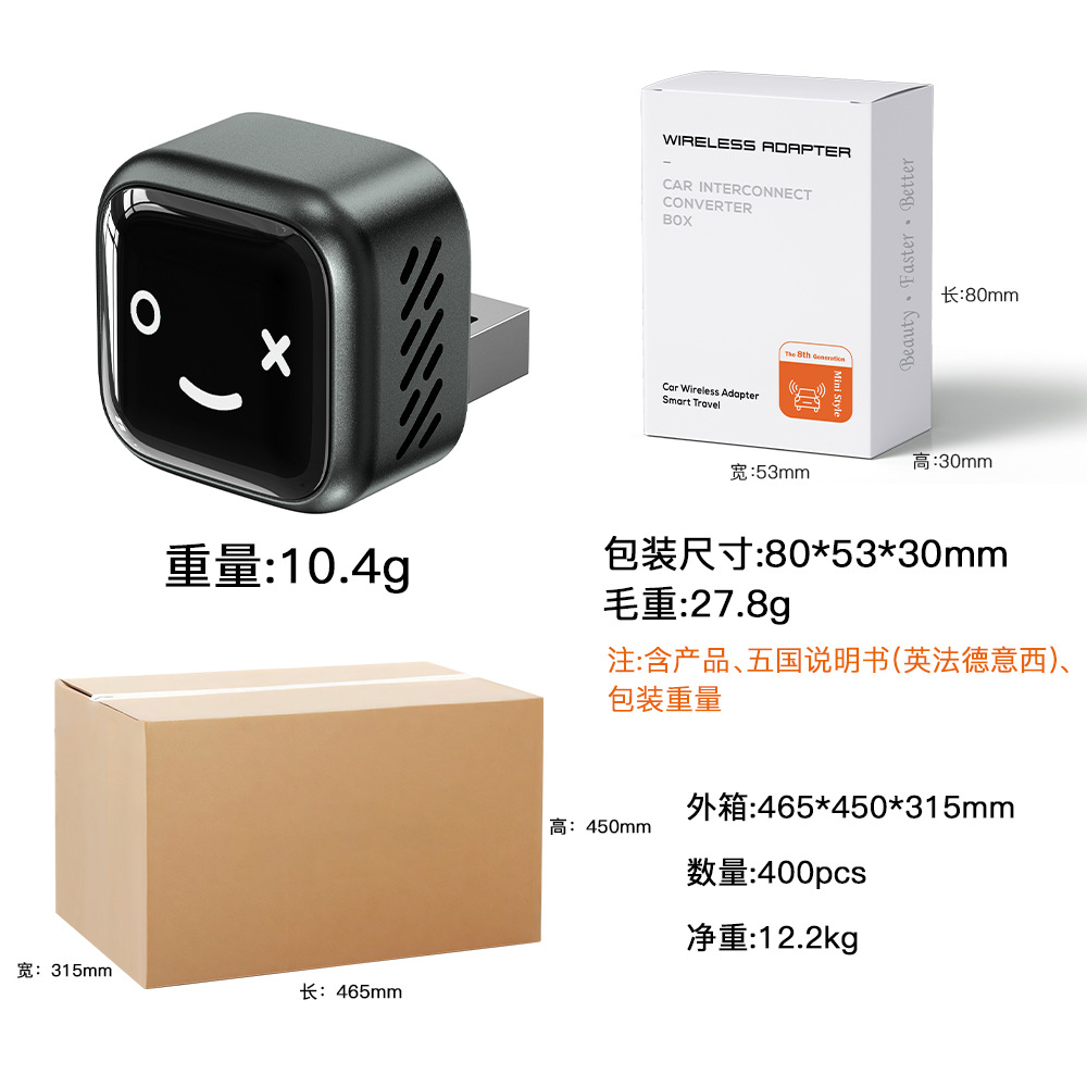 Cross-border wireless carplay Box, smart car interconnection, portable CarPlay Auto, Android 2-in-1 module Application Scenario