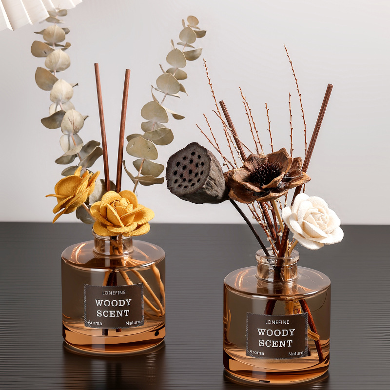 Coffee-colored autumn dried flower Diffuser, flameless diffuser, rattan fragrance, home, export, cross-border fragrance