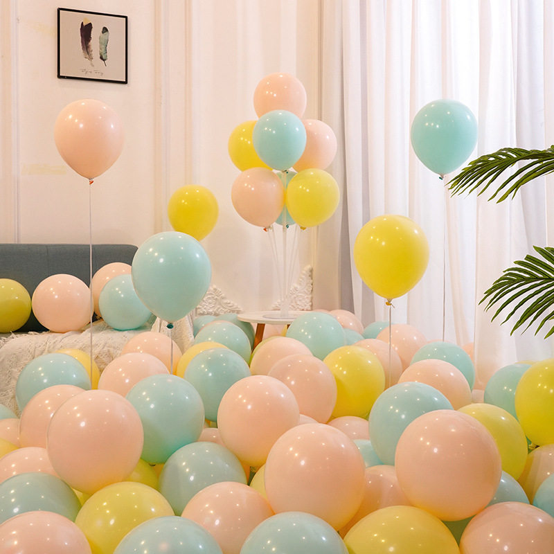 Wholesale of balloons in macaron color, thickened, non-toxic and explosion-proof, for shopping mall stores, event decoration, scene arrangement, and multiple colors Application Scenario