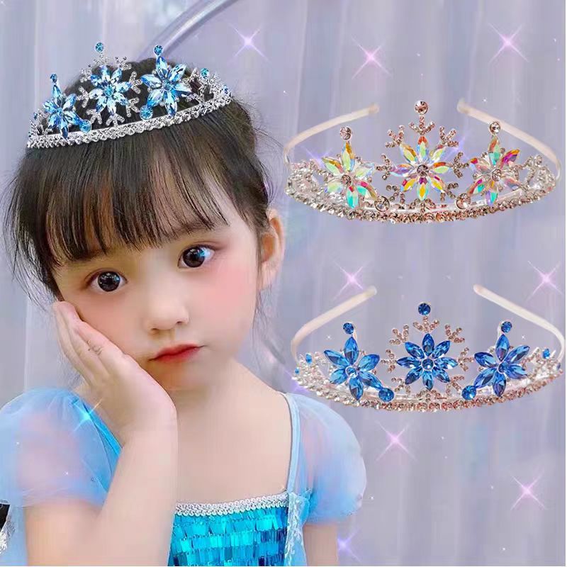 合金皇冠发箍少女发卡雪花形状甜美风儿童头饰配饰表演王冠