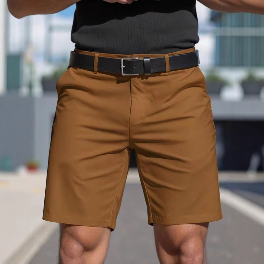 2026 Cross-border Men's solid color Shorts, men's business golf sports 5-point mini dress pants Specification drawing