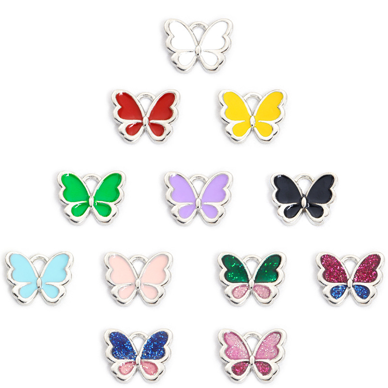 时尚炫彩蝴蝶滴油合金挂件 动物DIY饰品配件手链项链耳环吊坠配饰详情图2