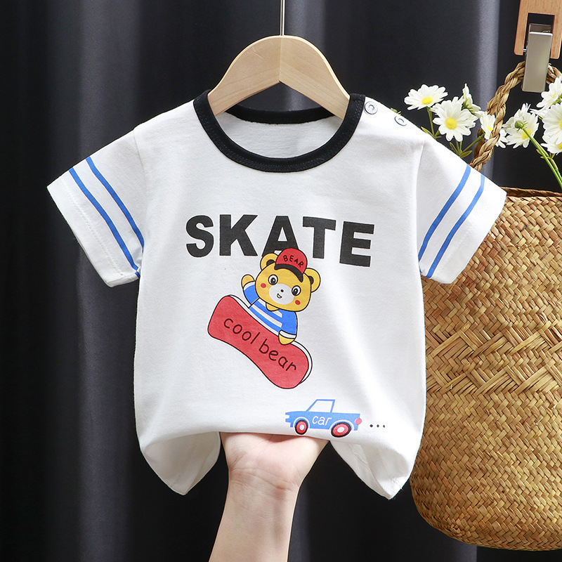 Class A pure cotton children's short-sleeved T-shirt for girls and infants, summer solid-color cotton printed short-sleeved T-shirt, 100 children's Class a T-shirt Application Scenario