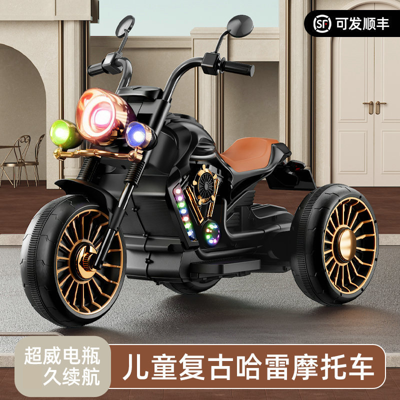 儿童摩托车宝宝遥控三轮摩托车小孩玩具电瓶车可坐人宝宝童车批发