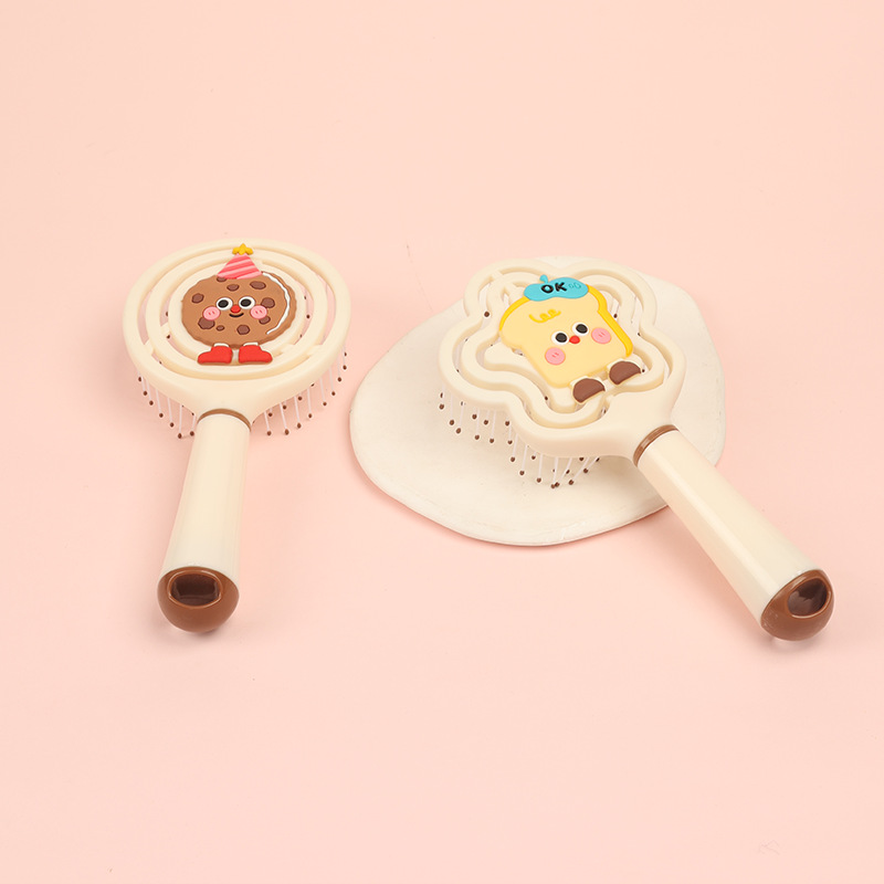 The new small-sized cartoon hollowed-out ribs comb from Baihe is cute, portable and a mini handheld hair massage comb with multiple colors and patterns details Picture