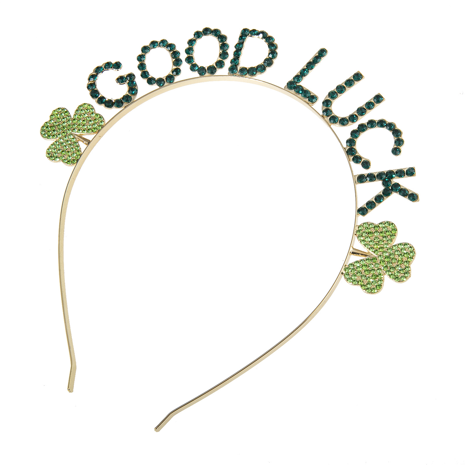 The manufacturer's new cross-border Irish Festival GOOD LUCK letter headband and green rhinestone clover headband from Europe and America details Picture