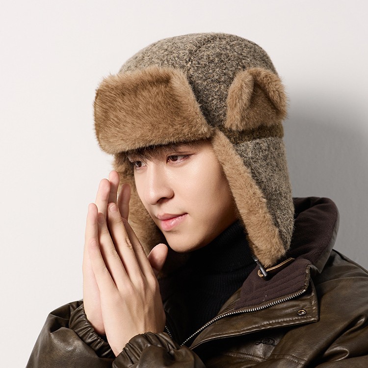 New winter style of Lei Feng hats for boys, with added fleece and thickened, warm ear-protecting caps for babies, and windproof caps for men's and women's cycling