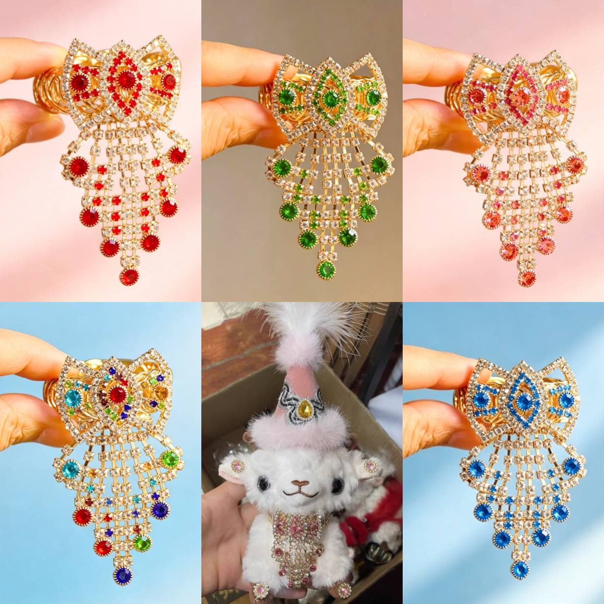 Diamond-encrusted bow spring clip for women, crystal hair clip at the back of the head, Korean elegant ponytail clip headwear new style