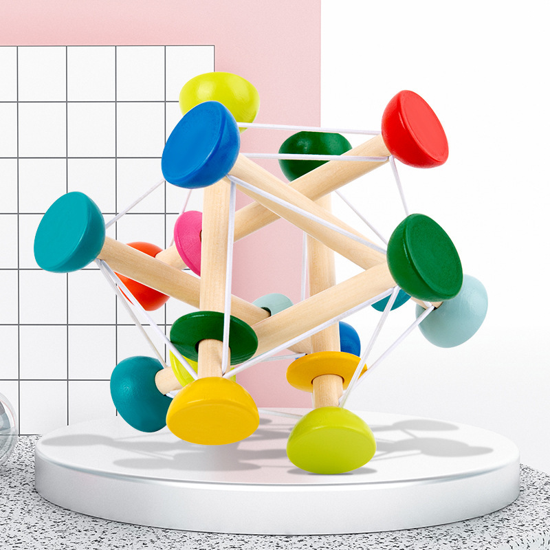 儿童木质早教弹力抓握训练颜色认知蒙氏早教亲子奇异球益智玩具
