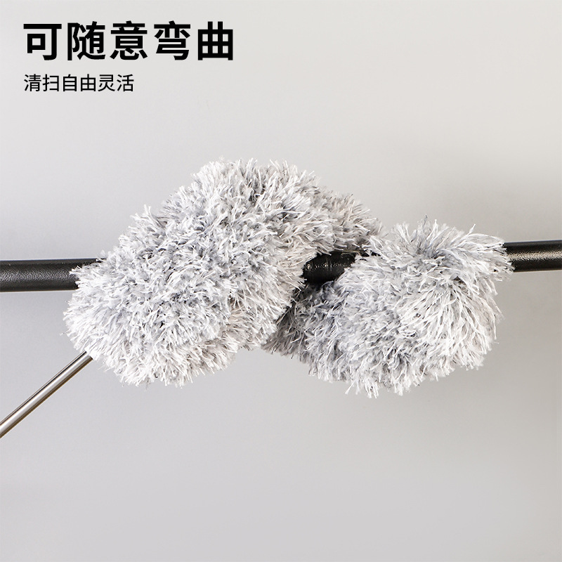 多功能家用除尘掸可伸缩可弯曲水洗掸可旋转拆卸不锈钢杆清理掸产品图