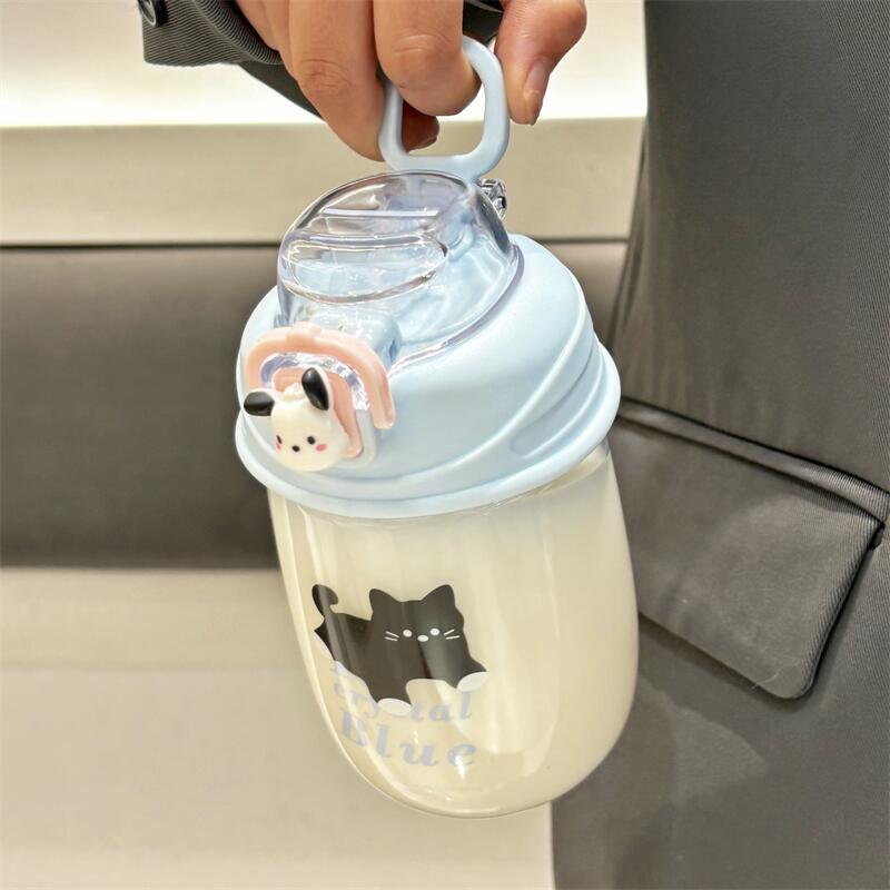 Summer student straw water cup, new Instagram plastic cup, cute cartoon, portable, large capacity, high appearance level cup details Picture