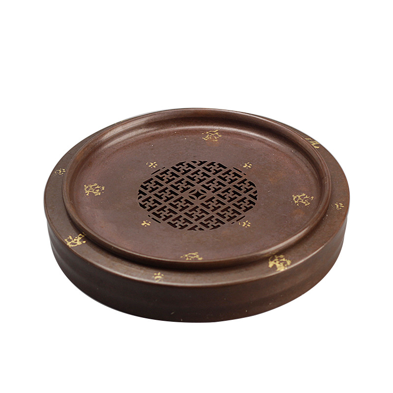 厂家批发紫铜建水纯手工壶承干泡台功夫茶具高端泡茶茶具办公家用白底实物图