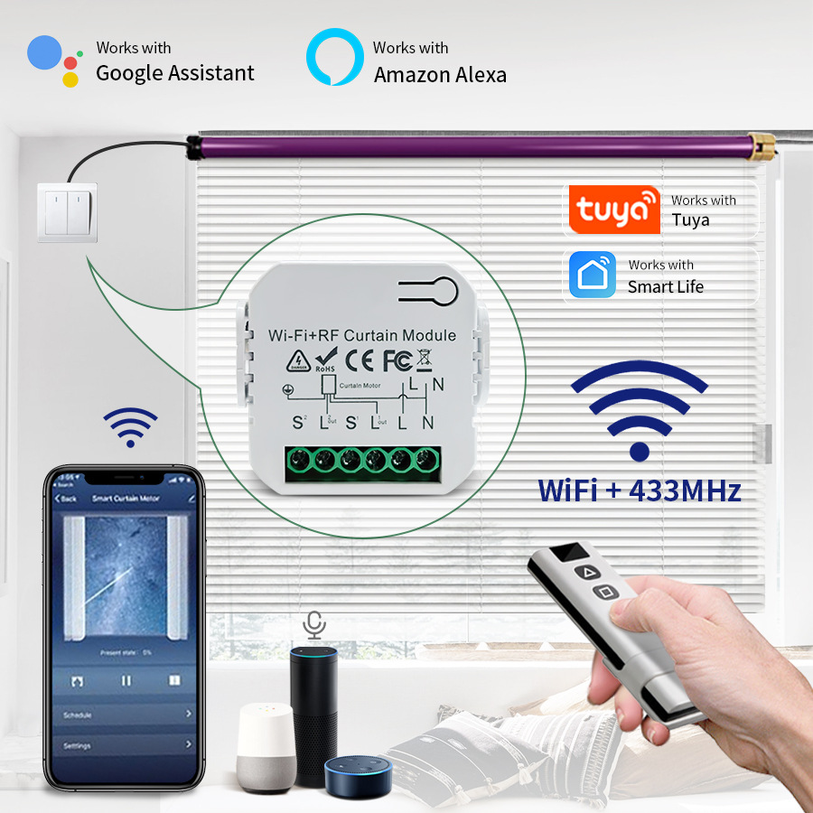 Tuya APP timed voice tubular motor controller switch smart home WIFI curtain switch on-off device details Picture