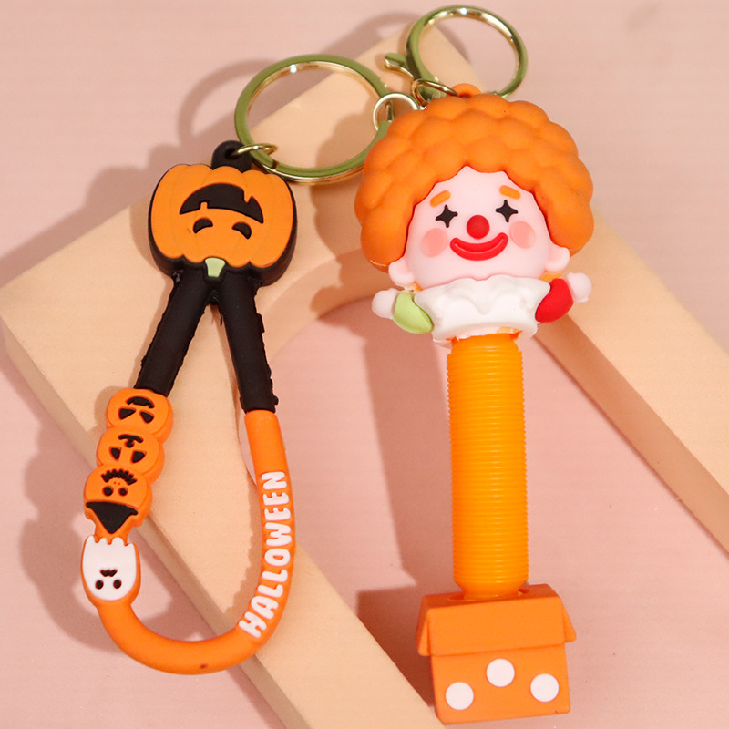 Halloween Pull Tube pvc soft silicone key chain series keychain car key cute and personalized pendant Specification image
