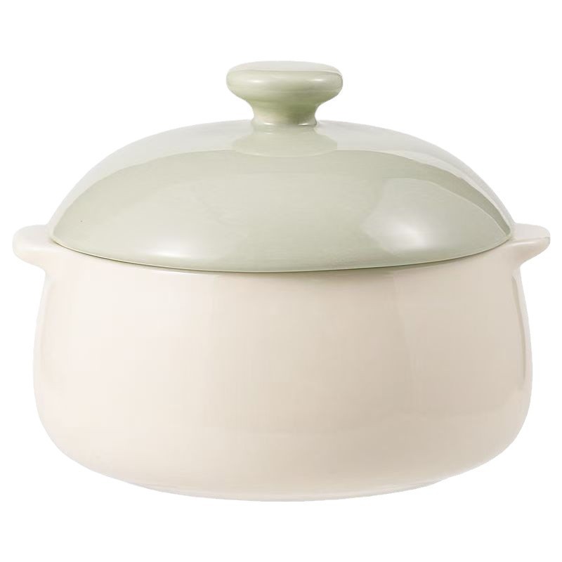 双耳蒸蛋碗一人炖盅煲汤带盖家用微波炉专用陶瓷隔水炖盅鸡蛋羹白底实物图