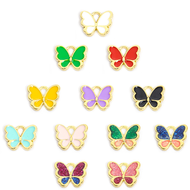 时尚炫彩蝴蝶滴油合金挂件 动物DIY饰品配件手链项链耳环吊坠配饰