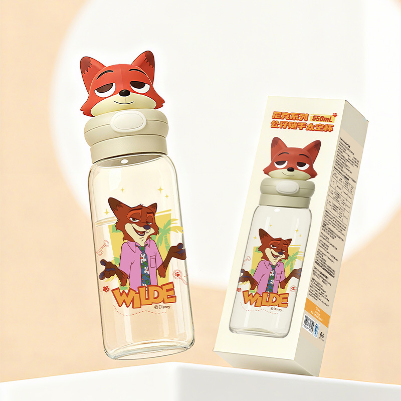 Zootopia co-branded Judy Nick plastic cup Children's space Straw Cup for school, cute tritan material