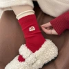 Wool socks, big red socks for the zodiac year, women's autumn and winter warmth, striped mid-calf socks for the Year of the Horse, thickened New Year socks, pile socks Application Scenario