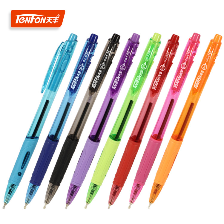 Exclamation mark color 10-color medium oil pen, 0.38MM, multiple medium oil pens, 5755 transparent rod medium oil pen full figure