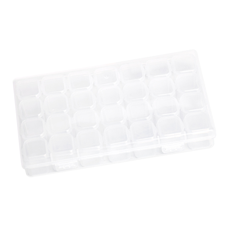 新品小饰品美甲收纳盒独立开盖塑料透明美甲耳钉配件格子储物分类白底实物图