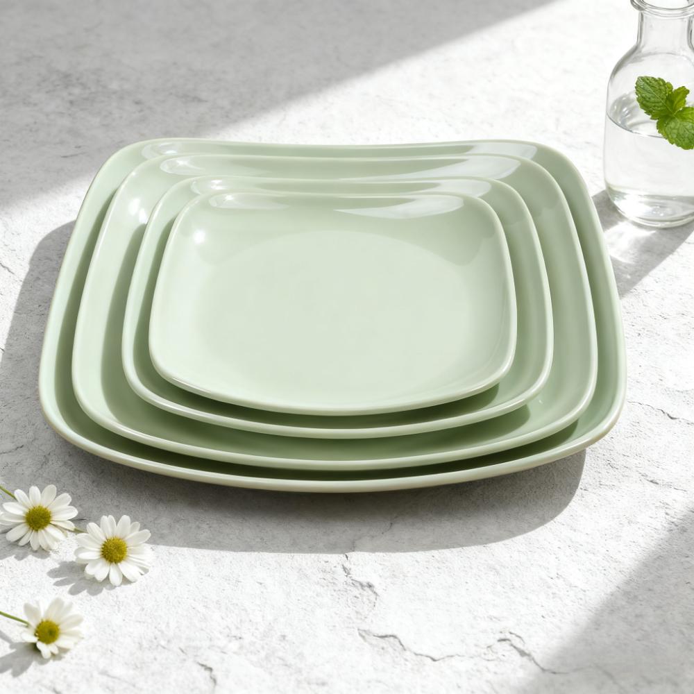 Custom-made melamine square plate, tender green crayfish and beef plate, creative imitation porcelain, commercial barbecue tableware for hotels and restaurants Specification drawing