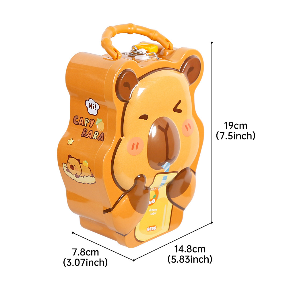 Cute and creative children's gifts: tin piggy bank with lock, student piggy bank, Capibara Capybara piggy bank Item Picture