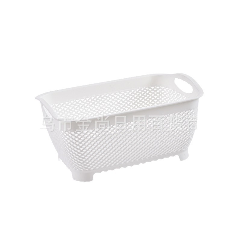 新款塑料沥水篮水果盘客厅茶几淘米滤水篮厨房家用双层洗菜盆大号白底实物图