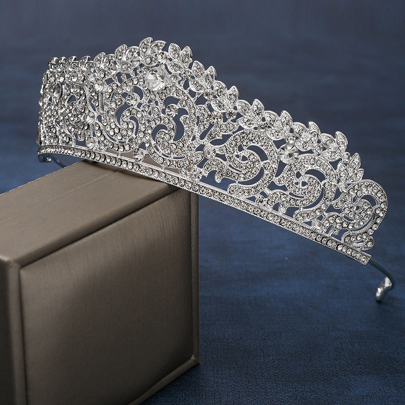 Hot-selling bride headwear International Station: Hot-selling silver crown bride crown wedding dress accessories, wedding hair accessories crown Specification image