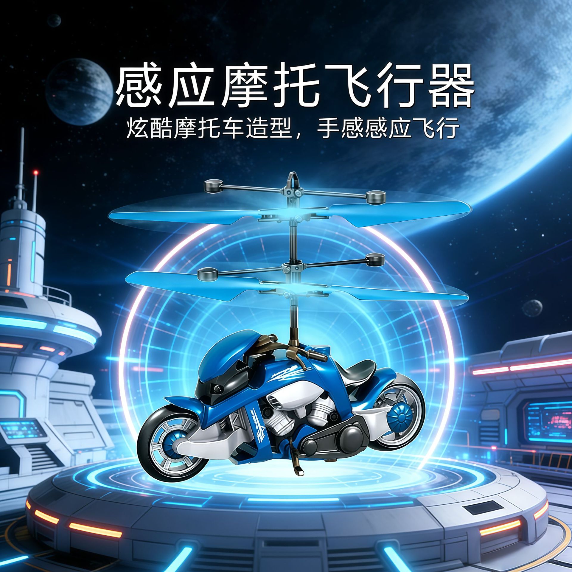 跨境新品摩托车飞行器 手掌感应飞行器 发光悬浮飞行器男孩玩具