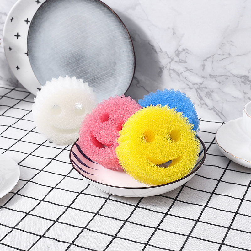 Creative smiling magic cleaning wipe, loofah imitation sponge wipe, honeycomb sponge, household kitchen cleaning and dishwashing cotton Specification image