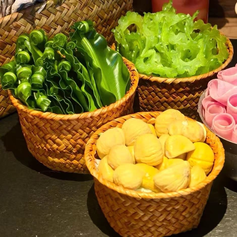 防藤编编织收纳篮置物篮收纳筐新鲜蔬菜绿叶菜菠萝蜜果肉脏衣篓