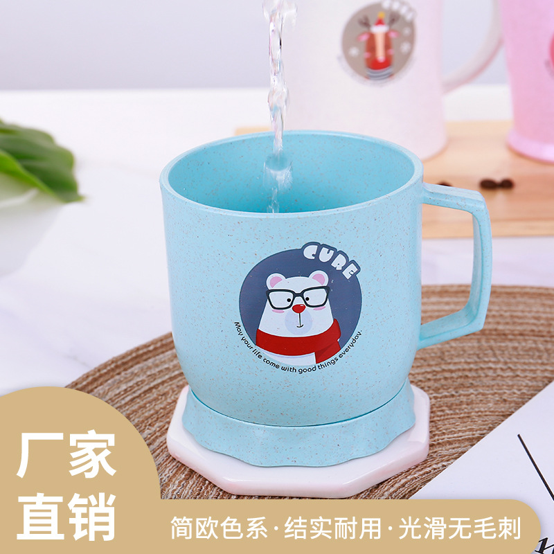 万福麦香塑料口杯 卡通漱口杯 麦纤维饮水杯牙刷杯 家用马克杯