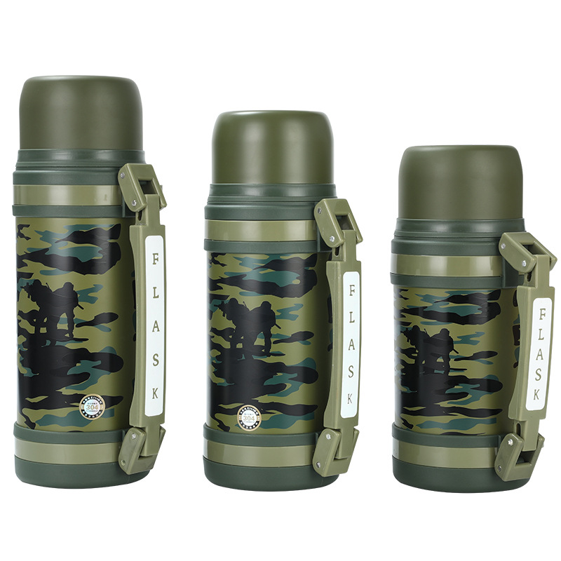 Wholesale camouflage military large-capacity outdoor portable wholesale insulated wide-mouth kettle direct supply from the manufacturer Item Picture