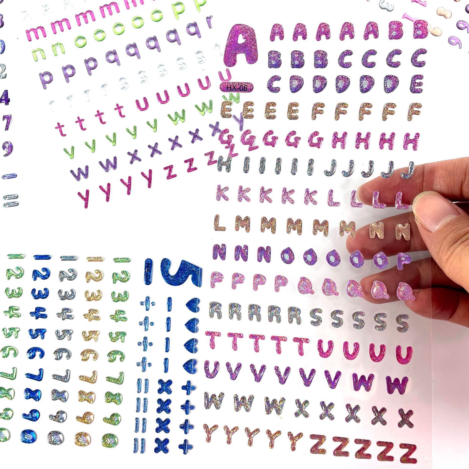 炫彩水晶立体滴胶透明贴纸闪光字母数字滴胶贴纸 闪亮水晶滴胶贴