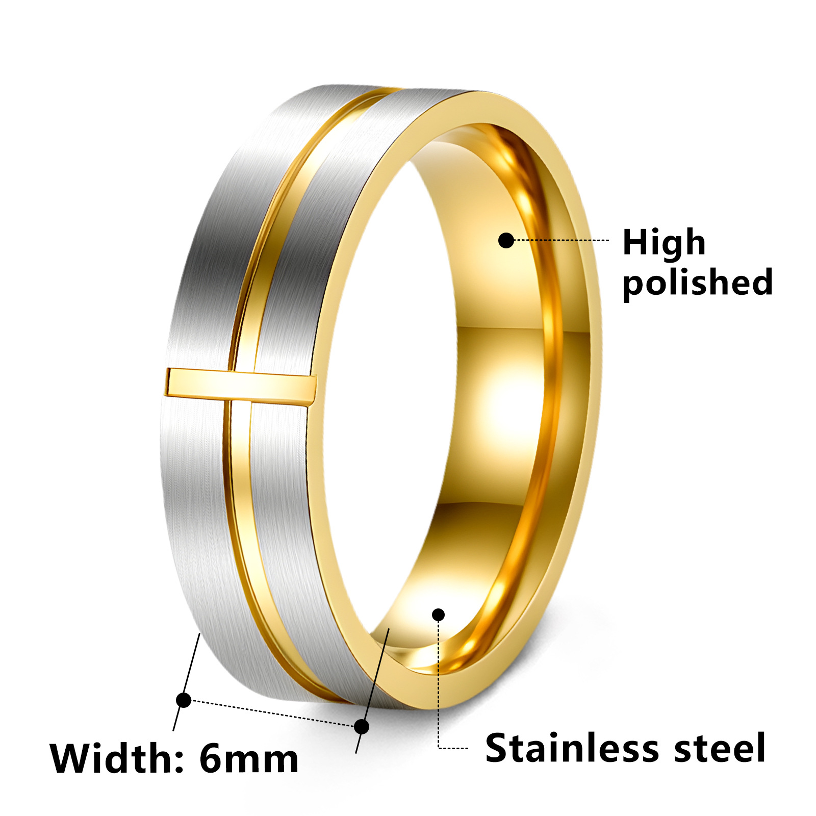 Cross-border Amazon men's European and American fashion jewelry, cross rings, Yiwu small accessories, stainless steel jewelry wholesale Item Picture