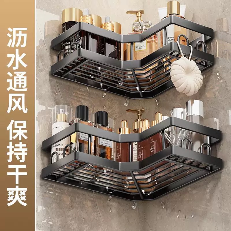 Cross-border bathroom storage rack, iron tripod, non-drilling bathroom toilet storage rack, carbon steel rack for storage Specification image