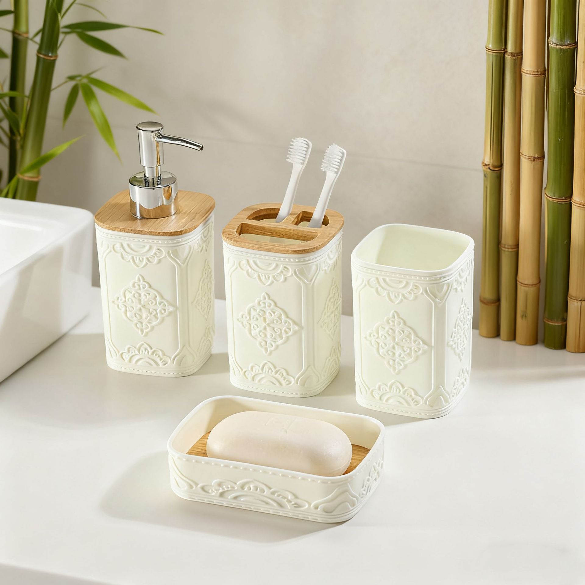 洗手台卫浴4套家具旅馆酒店竹木高级家用浴室卫浴套件厕所卫生间