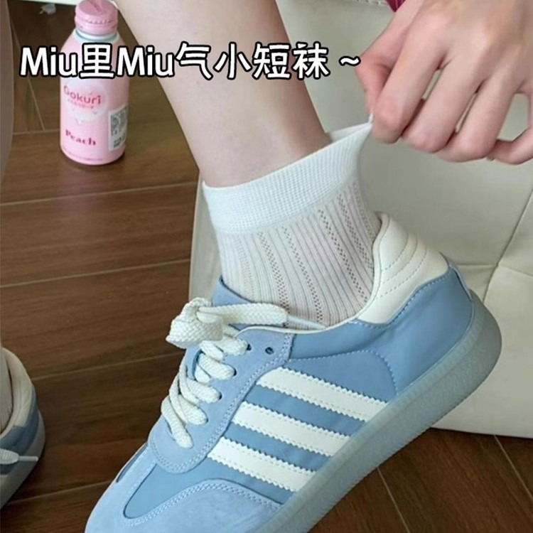 芭蕾风袜子女短袜镂空薄款低帮可爱纯色韩版短筒网眼春夏季洛丽塔
