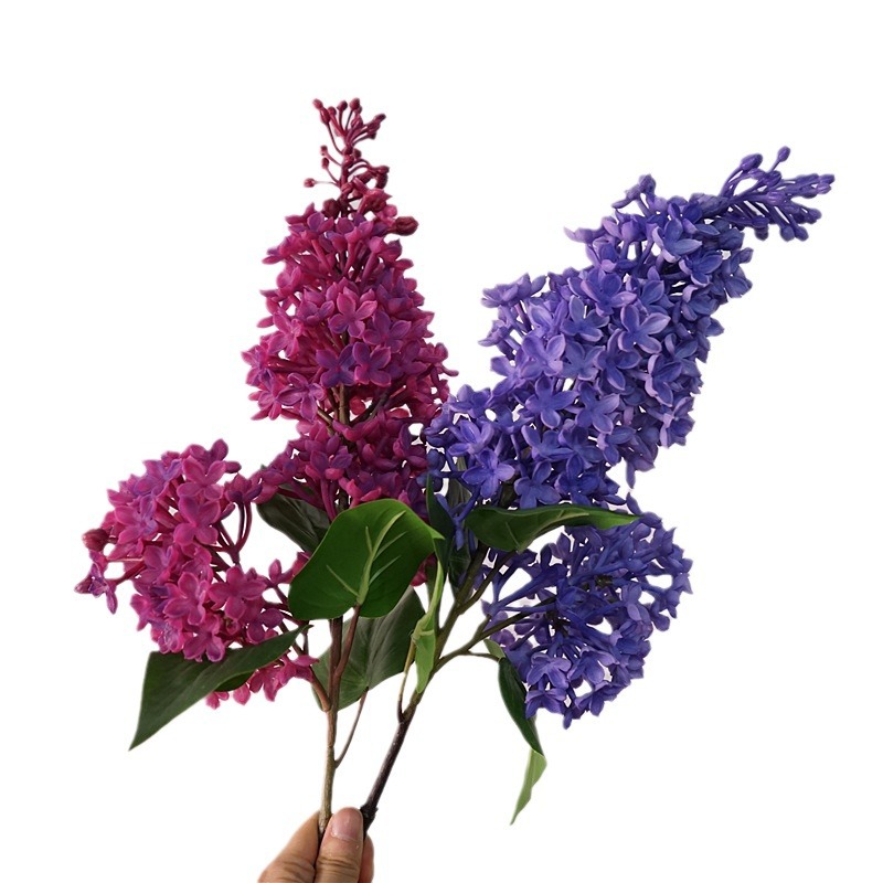 手感紫丁香拉力花仿真花客厅卧室装饰摆设花材油画风紫白色假花白底实物图