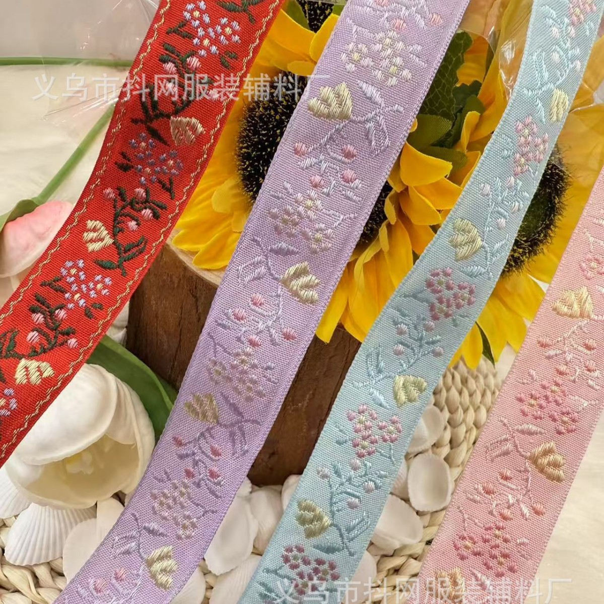 2.5cm Ethnic-style webbing, embroidery, DIY bow, hair accessory, headwear, clothing, border strap, retro Chinese style