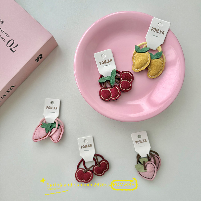 Nuevo estilo primavera korean fruit atadura baby head cord dulce de tela traje de cola de caballo anillo de pelo relleno de algodón elástico cuerda de pelo mujer Specification image